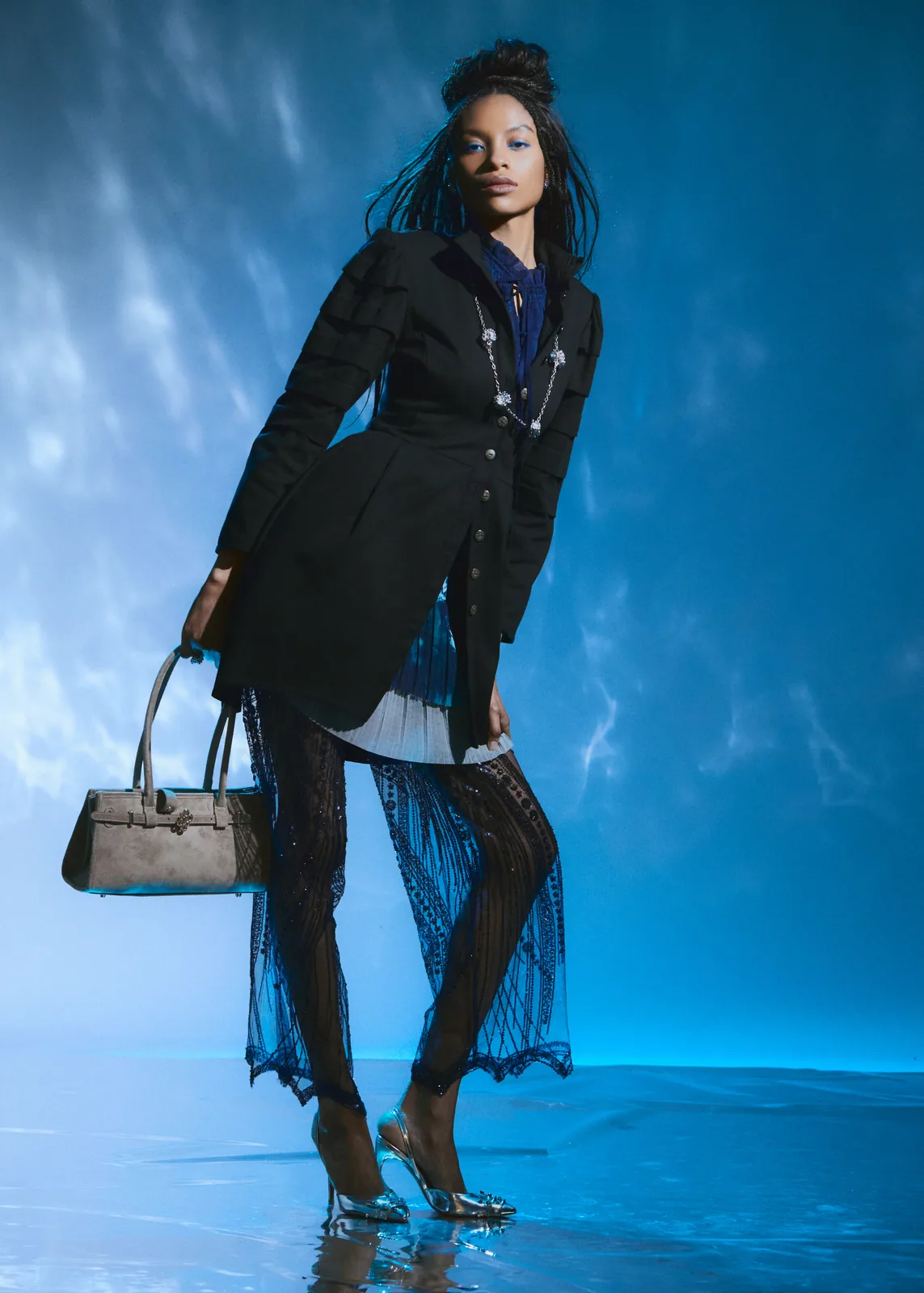 A look from the editorial with AVALON jewelry, photographed by Ricardo Quintero