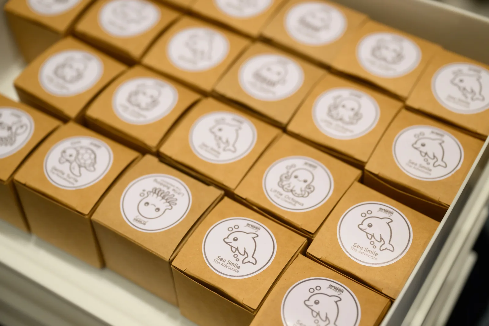 MyraShell wedding favour boxes with Sea Soul characters