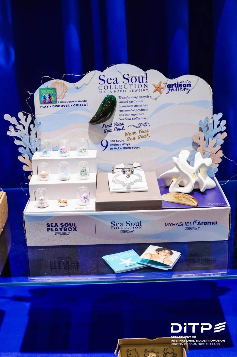 The Sea Soul Collection display from the front, with Sea Soul booklets